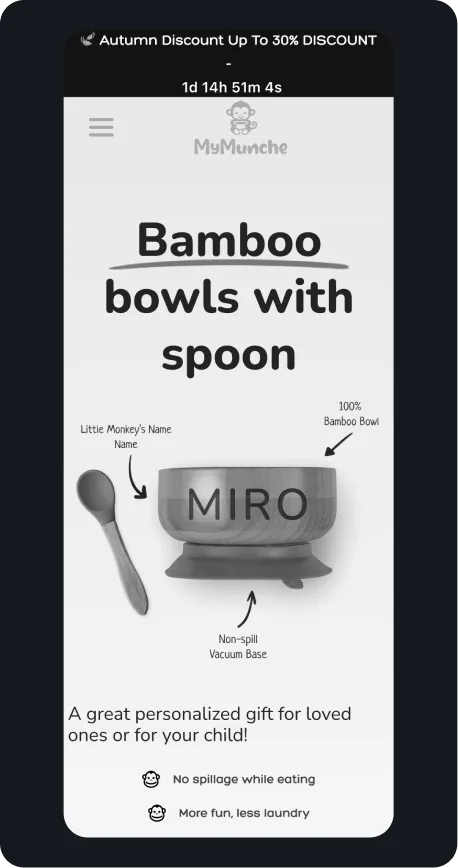 MyMunkey · personalized baby tableware, before